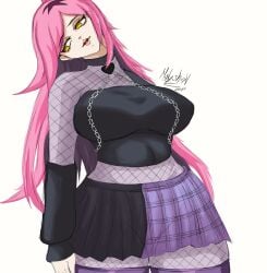 big_ass big_breasts big_breasts big_butt big_thighs big_titties chubby chubby_female clothing curvaceous curvaceous_female curvaceous_figure curvy curvy_figure curvy_hips female female_focus female_only long_hair mulyshav original original_character pink_hair