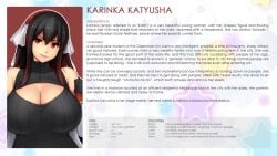 2022 big_breasts black_hair black_shirt character_bio character_height character_name character_profile character_sheet character_weight cleavage_cutout college college_student erkaz erkaz_(artist) erkazooya errorkazoo hair_ornament karinka_katyusha_(errorkazoo) large_breasts long_hair red_bangs red_dye red_eyes university university_student