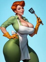 1girls ai_generated apron ass big_ass big_breasts breasts cameltoe cartoon_network cleavage curvy dexter's_laboratory dexter's_mom erect_nipples female gigantic_breasts ginger ginger_hair gloves green_eyes green_eyes_female huge_areolae huge_ass milf nai_diffusion no_sound orange_hair orange_hair_female puffy_nipples realistic red_hair red_hair red_hair_female seductive short_hair short_hair_female shtora stable_diffusion tagme thick_lips video voluptuous wide_hips