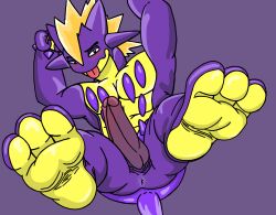 amped_toxtricity anthro boner cometmystic21 erection feet generation_8_pokemon genitals hi_res humanoid male male_only nintendo nude penis pokemon pokemon_(species) purple_body solo tongue tongue_out toxtricity