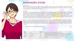 2022 asian_female auntie ayumi_(errorkazoo) brown_eyes brown_hair business_woman character_bio character_height character_name character_profile character_sheet character_weight earrings erkaz erkaz_(artist) erkazooya errorkazoo glasses milf necklace red_topwear