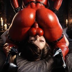 69 ai_generated anus anus_focus ass ass_focus asshole balls balls_on_face big_butt big_penis demon demoness devilworship face_fucking facesitting futa/male futa_on_male futanari futanari_on_male heels male muscular muscular_futanari oral penis red_body thick_thighs throat_swabbing