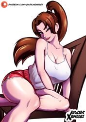 alternate_costume big_breasts brown_eyes brown_hair kof mai_shiranui shorts street_fighter street_fighter_6 tank_top thighs white_skin