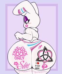 1boy anthro ass bfc big_ass big_butt biped blush bubble_ass bubble_butt bunny_boy bunny_ears butt_crack clothed clothing edit edited face_tattoo femboy femboy_focus femboy_only femboy_pov femboy_pride_colors femboysub furry furry_male furry_only girly huge_ass huge_butt lagomorph leporid male male_only mammal mel_doce_(virito) multicolored_clothing multicolored_underwear not_my_art pupils qot rabbit rabbit_boy rabbit_ears solo tagme tattoo tattoo_on_butt tattoos thick_ass thick_eyelashes thick_thighs thighs thong topless topless_male trapped_tattoo virito white_body