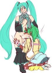 blowjob blowjob_only cumflation deadlyurges female female_only fortnite futa_with_female futanari hatsune_miku nemia_(fortnite) see-through