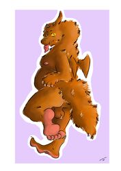 2018 5_toes anthro ass balls barefoot belly big_balls digital_media_(artwork) dragon feet fur happy huge_balls humanoid_feet looking_at_viewer male male_only nipples nude open_mouth overweight simple_background smile soles solo studioc-anal toes tongue wings