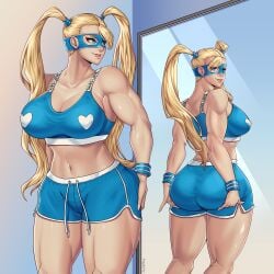 ass big_ass blonde_hair capcom dat_ass female gym gym_uniform long_hair mika_nanakawa rainbow_mika standing street_fighter treartz twitter xwf