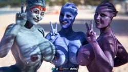 3d 3dx 3girls alien alien_girl asari beach big_areolae big_breasts bisexual bisexual_female blender blender_(software) blue-skinned_female blue_body blue_eyes blue_skin breasts busty completely_nude cowgirl_position cum female female_focus giant_breasts grabbing_breasts huge_breasts interspecies large_breasts liara_t'soni licking_nipple looking_at_viewer mass_effect mass_effect_2 multiple_girls nipple_play nipples nude nude_female painted_nails patreon_username purple-skinned_female purple_body purple_skin samara self_upload sex tanline tanlines theafterlife thighs twitter_username vixen3d yuri yuri