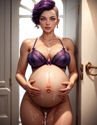 ai_generated female kardalis lingerie piercing pregnant shaved_side