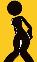 2025 :3 black_body black_text caution_sign child_bearing_hips curvy_figure faceless_character female_only fuck_you hairless_pussy simple simple_background solo_female text wet_floor_sign yellow_background