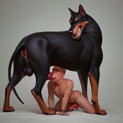 ai_generated animal_genitalia bondage canine dog_anus dog_penis feral feral_on_human feral_penetrating feral_penetrating_human feraldom forced forced_oral gay human male oral penis yaoi zoophilia