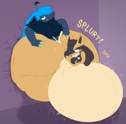 2boy anthro anthro_on_anthro ass_bigger_than_head big_ass blue_fur bubble_butt cracked_wall crushed_by_ass cum_in_ass cum_leaking cum_overflow cum_overflowing cumflated cumflated_belly cumflating_male cumflation ekkoroya furry gay gay_sex glasses huge_ass lucario male/male onomatopoeia pokemon pokemon_(species) sex tagme thick_thighs wide_hips yaoi zoroark