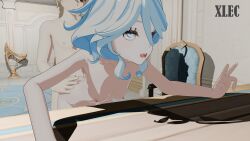 aether_(genshin_impact) arched_back beautiful big_ass big_penis blue blue_eyes booty cock doggy_style fontaine_girls furina_(genshin_impact) genshin_impact image male penis petite standing_sex white_hair
