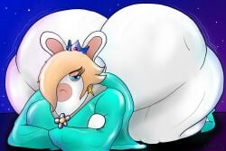 3:2 anthro ass ass_up attitude big_butt breasts clothed clothing crossed_arms crowning dress ear_piercing ear_ring female footwear frown hair hair_over_eye hi_res high_heels huge_butt hyper hyper_butt lagomorph leporid looking_at_viewer m4n mammal mario_(series) mario_bros narrowed_eyes nintendo piercing rabbid rabbid_rosalina rabbit raving_rabbids rayman_(series) ring_piercing rosalina_(mario) shoes solo super_mario_galaxy thick_thighs ubisoft