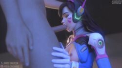 1boy 1girls 3d animated blizzard_entertainment brown_hair closed_eyes d.va fellatio female gif male oral overwatch patreon shir0qq solo_focus straight tumblr