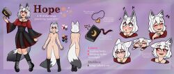 book boots chuwy_chu fangs hope_suncrafter necklace red_eyes reference_sheet stockings tome white_hair wolf_ears wolf_girl wolf_humanoid wolf_tail