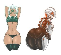 1girls artist_request ass ass_focus black_panties brawlhalla costume solo solo_female underwear undressing val_(brawlhalla)