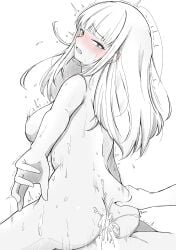 1boy absurdres arm_held_back ass azuminonomizua bent_over blush breasts censored commentary_request completely_nude cum doggy_style female highres katou_asuka large_breasts long_hair looking_at_viewer nipples nude open_mouth penis prone_bone pussy sex sex_from_behind solo_focus straight sweat vaginal_penetration watashi_ga_motenai_no_wa_dou_kangaetemo_omaera_ga_warui!