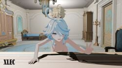 aether_(genshin_impact) arched_back beautiful big_ass big_penis blue blue_eyes booty cock doggy_style fontaine_girls furina_(genshin_impact) genshin_impact image male penis petite standing_sex white_hair