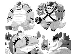 2018 bowser chain_chomp clothing collar erection galgard harness horn humanoid_penis koopa larger_male looking_at_viewer male male_only mario_(series) muscular muscular_male nintendo overweight penis pubes scalie shell size_difference solo spiked_armlet spiked_collar spikes star super_mario_bros._3 thong video_games