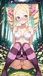 1girls 2025 ai_assisted ai_generated anime anime_style anus asshole beatrice_(re:zero) blonde_hair blue_eyes blush bow bow_bra bra breasts bust busty cleft_of_venus closed_mouth clothes_pull collarbone day drill_hair female female_focus female_only flower forest gradient_hair grass hair_ribbon heart heart-shaped_pupils hi_res high_quality high_resolution highres knees_together_feet_apart knees_up labia_majora long_hair looking_at_viewer medium_breasts multicolored_hair natsuyoru nature no_shoes nose_blush on_grass outdoors paipan panties pantyhose pantyhose_pull patreon pink_hair pink_ribbon purple_pantyhose pussy pussy_juice re:zero_kara_hajimeru_isekai_seikatsu ribbon sidelocks sitting small_breasts smile solo solo_female stable_diffusion striped striped_clothes striped_pantyhose sweat symbol-shaped_pupils tree twin_drills twintails uncensored underwear underwear_only vagina voluptuous voluptuous_female white_bra