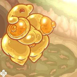 alien big_areola chubby chubby_female filthyskull gold_body golden_body huge_ass huge_breasts pikmin pikmin_3 plasm_wraith shiny_body shiny_skin slime_girl slime_monster slimy tagme