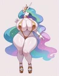 ai_generated alicorn bikini huge_ass huge_breasts my_little_pony princess_celestia_(mlp)