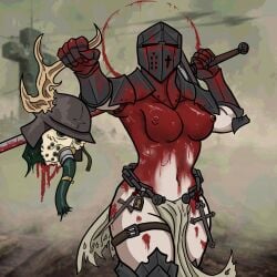 ablazemosquit0 armor armored_female armored_gloves blood blood_drip blood_on_breasts blood_splatter bloody boobs_out breasts chains crusader demon holy_woman horror loincloth nipples nun pale-skinned_female pale_skin partially_clothed religion religious_clothing religious_symbols stigmatic_nun trench_crusade