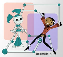 2girls atomictiki brit_crust female gynoid jenny_wakeman machine mob_face multiple_girls my_life_as_a_teenage_robot robot sex_machine smooth_skin teenager what xj-9 yuri