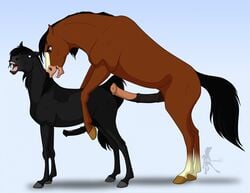 2boys destiny equine faith feral fur furry gay horse horsecock imminent_sex klaus long_penis male male_only mounting no_humans penis triton