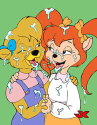 anthro bear bow clothing crossover cub cum disney female female_only fur furry goof_troop jk mammal molly_cunningham multiple_females pistol_pete talespin young yuri