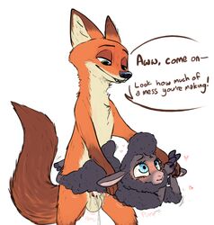 balls blush canine caprine cum cum_drip cum_in_pussy cum_inside disney dripping female fox heart male mammal nick_wilde nobby_(artist) sex sharla_(zootopia) sheep stand_and_carry_position standing straight tan_balls zootopia