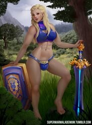 1futa abs absurdres alliance_(warcraft) alliance_dominance alliance_shield alliance_symbol ball_bulge balls balls_in_panties balls_under_clothes blizzard_entertainment blonde_hair breasts bulge cleavage flaccid futa_only futanari highres human human_warrior intersex large_breasts lion's_fang long_hair looking_at_viewer marmalademum muscular_futanari original_character panties panty_bulge penis penis_bulge penis_in_panties penis_under_clothes solo source_request stephenie_thorne warcraft warrior_(warcraft) world_of_warcraft