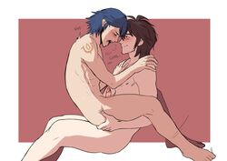 2boys anal blue_hair blush booty_electric chrom_(fire_emblem) fire_emblem fire_emblem_awakening frederick_(fire_emblem) gay lifting male male/male male_focus male_only multiple_boys muscular muscular_male nude penetration sex sitting smile steam tagme tattoo toned toned_male yaoi