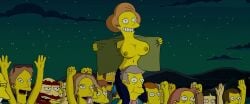 big_breasts breasts edit edited edna_krabappel flashing flashing_breasts open_coat the_simpsons