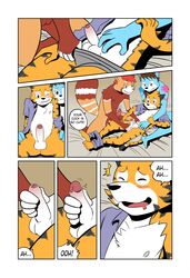 anthro balls canine comic feline fox group group_sex kojiyoung male mammal penis red_panda sex shizumi_aoki threesome tiger tolok wavemaster yaoi