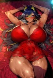 1girls 2vuiai ai_generated armpits big_breasts big_thighs blue_eyes blush breasts dark-skinned_female dark_skin dehya_(genshin_impact) female female_only genshin_impact gigantic_breasts gigantic_thighs huge_breasts huge_thighs large_breasts large_thighs laying_down looking_at_viewer massive_breasts massive_thighs muscular muscular_arms muscular_female muscular_thighs thick_thighs thighs voluptuous