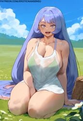 ai_generated ambiguous big_breasts blue_hair erotic_nansensu my_hero_academia nejire_hado see-through see-through_clothing teenager thick_thighs