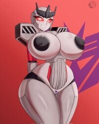 1robot_girl 2d big_breasts breasts large_breasts looking_at_viewer megaempress nipples no_bra red_eyes robot robot_humanoid tagme thick_thighs thighs tr_yithaz transformers