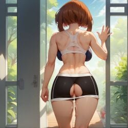 ai_generated cum_in_pussy ex_ex gym gym_uniform my_hero_academia ochako_uraraka uraraka_ochako walking_away