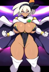 ai_generated alternate_costume bea_(pokemon) cameltoe curvy dark-skinned_female dark_skin fantasy female large_breasts mullon novelai pokemon pokemon_ss revealing_clothes