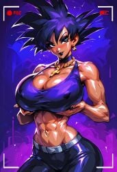 1girl 1girls abs ai_generated ass belly_button belly_button_piercing belt belt_buckle big_breasts black_choker black_eyes black_fingernails black_hair black_jeans black_lipstick black_nail_polish black_nails black_pants black_top black_topwear choker civitai cleavage cross_necklace dragon_ball dragon_ball_super dragon_ball_z earring earrings eyelashes feeling_chest feeling_up female female_focus female_goku female_goku_black female_only female_saiyan genderswap_(mtf) goku goku_black gold_necklace goth grabbing grabbing_breasts grabbing_own_breasts groping groping_breasts groping_own_breasts hands_under_breasts hips huge_breasts jeans muscle muscle_mommy muscles muscular muscular_female necklace potara_earring rule_63 saiyan saiyan_girl son_goku spiked_hair spiky_hair splashthomson thick_ass thick_thighs topwear