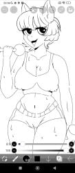 1girls black_and_white clothed gym_clothes ibispaintx inconfortable milf my_little_pony my_little_pony sweat sweating windy_whistles_(mlp) wip