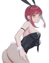 ass ass_focus big_breasts breasts bunny_ears bunny_girl bunny_tail bunnysuit chainsaw_man female female_only fishnets fully_clothed latex latex_clothing latex_suit makima_(chainsaw_man) necktie necktie_between_breasts red_hair revealing_clothes sideboob tight_clothing