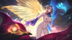 1girls ahe_gao cum_on_body cum_on_face lunox_(mobile_legends) mobile_legends mobile_legends:_bang_bang wings