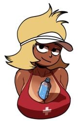 1girls alternate_version_available big_breasts breasts carol_kincaid cartoon_network cleavage dark-skinned_female dark_skin looking_at_viewer mature_female milf mother ok_k.o.!_let's_be_heroes sunscreen tullymonst3r