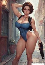 ai_generated big_breasts bodysuit fit_female hourglass_figure jill_valentine jill_valentine_(sasha_zotova) resident_evil velzevulito wide_hips