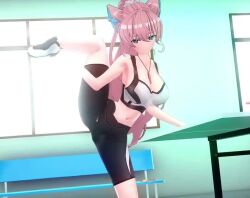 3d animated clothed huge_breasts leg_spread maria_cadenzavna_eve mp4 no_sound pink_hair senki_zesshou_symphogear sports_bra sports_shorts tagme thick_thighs video yoga_pants