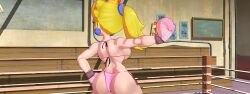 1girls 3d ass big_ass big_breasts bikini blonde_hair boxing boxing_gloves boxing_ring breasts busty doyle44 fat_ass female female_only fighting_ring gloves gym hand_on_hip huge_ass inside large_ass large_breasts light-skinned_female light_skin long_hair mario_(series) nintendo pink_boxing_gloves pink_gloves ponytail pose posing princess_peach sensual sideboob solo solo_female solo_focus thick thick_ass thick_thighs thighs tied_hair wide_hips