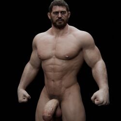 1boy 3d 3d_model abs balls bara beard biceps big_balls big_penis capcom chris_redfield daddy male male_nipples male_only manly mature_male muscular_male nipples nude pecs penis resident_evil resident_evil_8:_village voluox